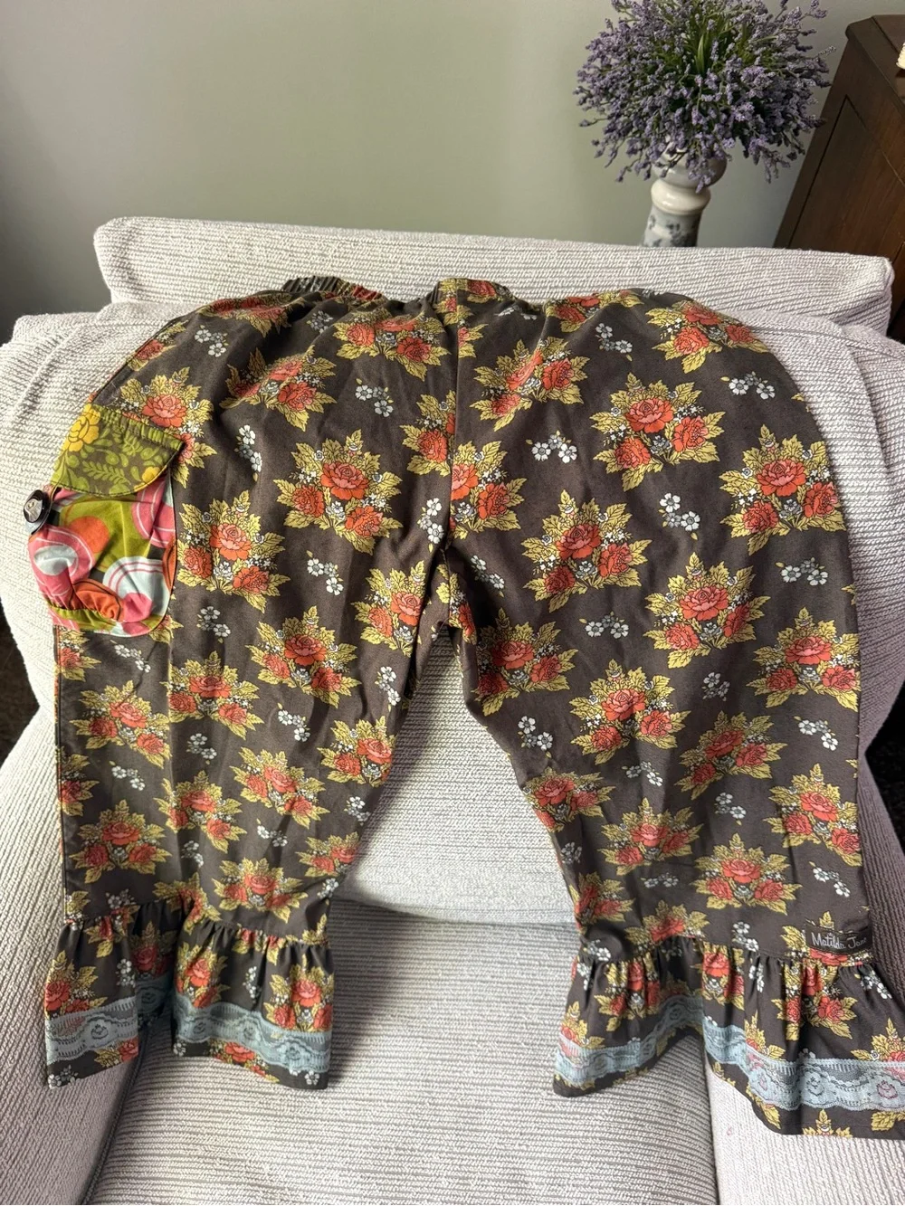 Matilda Jane Brown Floral Girls Matching Set with Yellow Accents